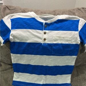 Carter's Bold Blue and White Striped and Orange Shark Shirt